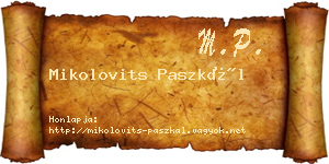 Mikolovits Paszkál névjegykártya